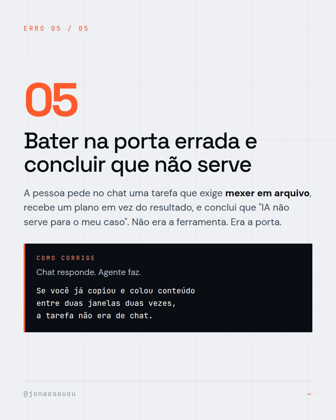 Erro 5: bater na porta errada da ferramenta
